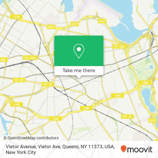 Mapa de Vietor Avenue, Vietor Ave, Queens, NY 11373, USA