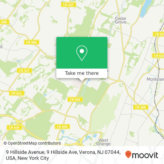 9 Hillside Avenue, 9 Hillside Ave, Verona, NJ 07044, USA map