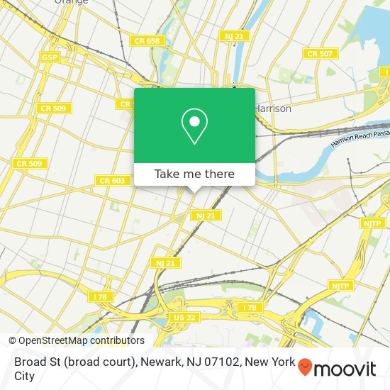 Mapa de Broad St (broad court), Newark, NJ 07102