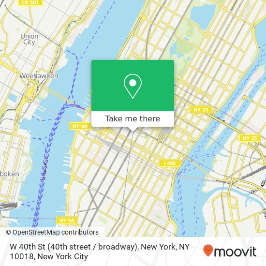 Mapa de W 40th St (40th street / broadway), New York, NY 10018