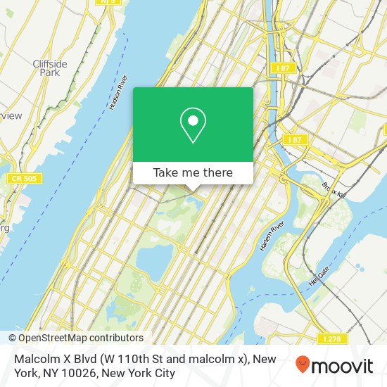Mapa de Malcolm X Blvd (W 110th St and malcolm x), New York, NY 10026