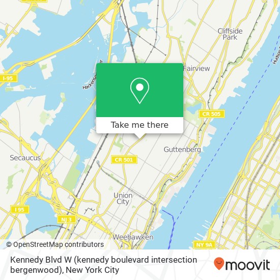Kennedy Blvd W (kennedy boulevard intersection bergenwood), North Bergen, NJ 07047 map