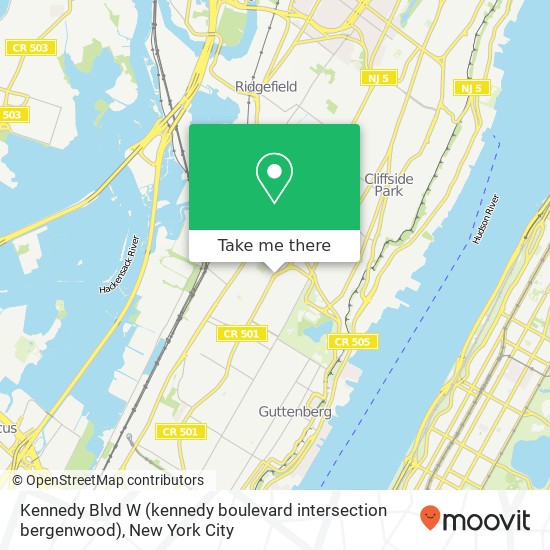 Kennedy Blvd W (kennedy boulevard intersection bergenwood), North Bergen, NJ 07047 map