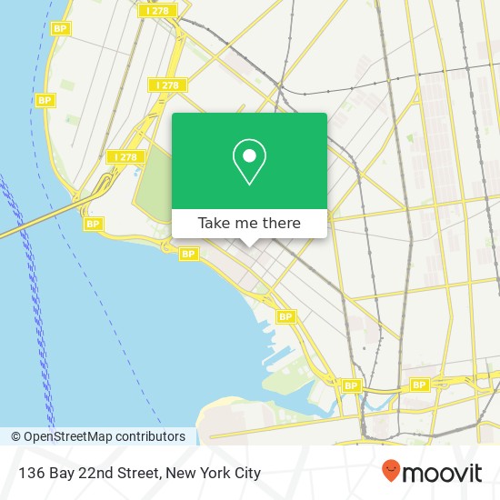 Mapa de 136 Bay 22nd Street, 136 Bay 22nd St, Brooklyn, NY 11214, USA