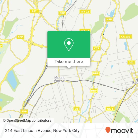 214 East Lincoln Avenue, 214 E Lincoln Ave, Mt Vernon, NY 10552, USA map
