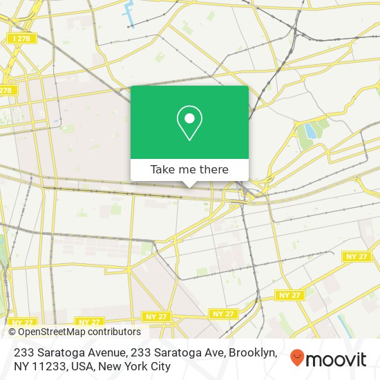 Mapa de 233 Saratoga Avenue, 233 Saratoga Ave, Brooklyn, NY 11233, USA