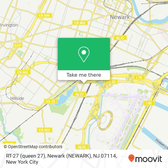 Mapa de RT-27 (queen 27), Newark (NEWARK), NJ 07114