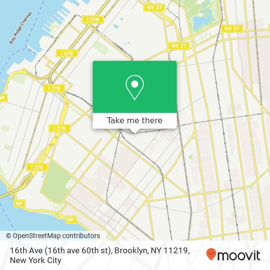 Mapa de 16th Ave (16th ave 60th st), Brooklyn, NY 11219