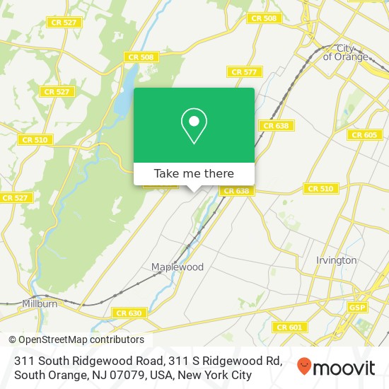 311 South Ridgewood Road, 311 S Ridgewood Rd, South Orange, NJ 07079, USA map