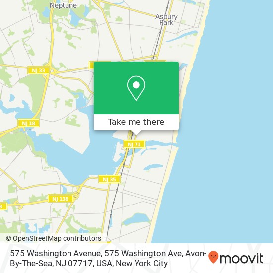 Mapa de 575 Washington Avenue, 575 Washington Ave, Avon-By-The-Sea, NJ 07717, USA