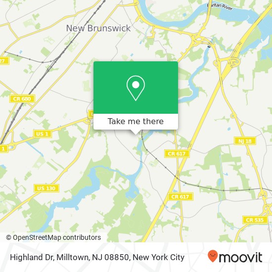Mapa de Highland Dr, Milltown, NJ 08850