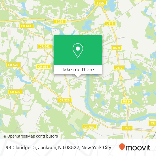 Mapa de 93 Claridge Dr, Jackson, NJ 08527