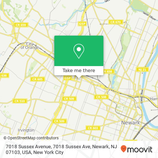 7018 Sussex Avenue, 7018 Sussex Ave, Newark, NJ 07103, USA map