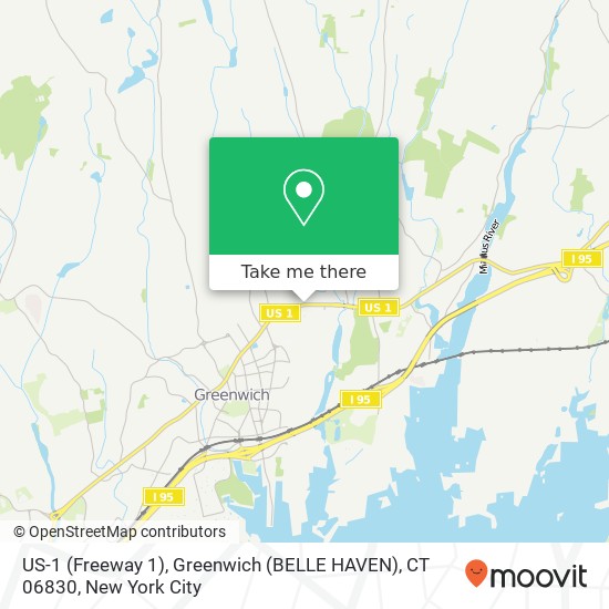 Mapa de US-1 (Freeway 1), Greenwich (BELLE HAVEN), CT 06830