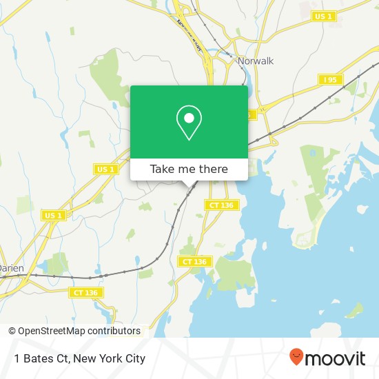 Mapa de 1 Bates Ct, Norwalk, CT 06854