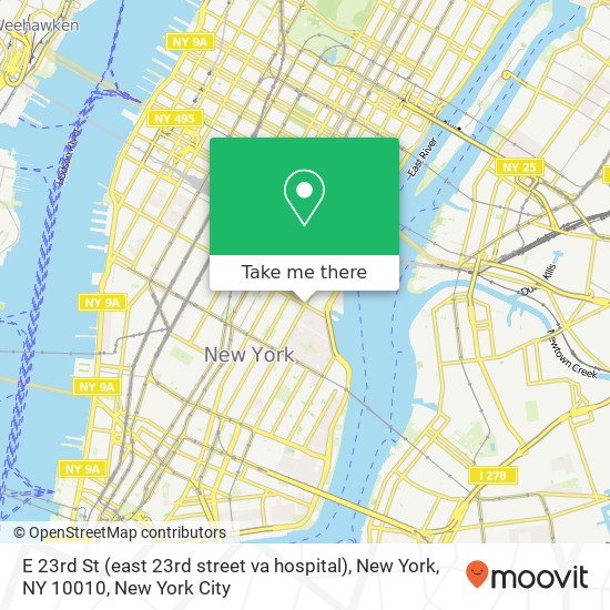 E 23rd St (east 23rd street va hospital), New York, NY 10010 map