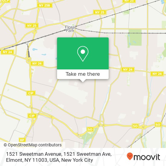 Mapa de 1521 Sweetman Avenue, 1521 Sweetman Ave, Elmont, NY 11003, USA