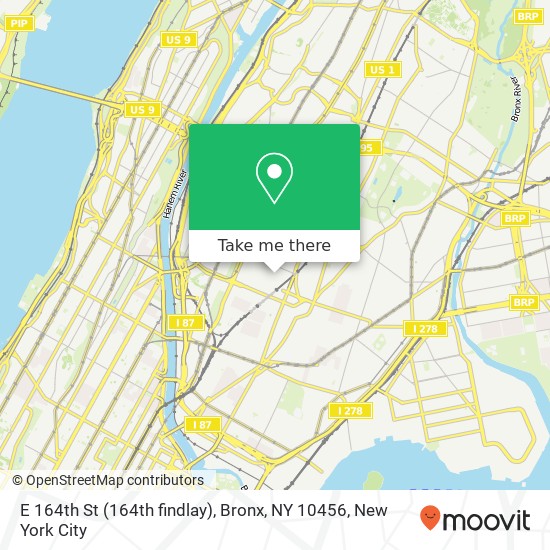 Mapa de E 164th St (164th findlay), Bronx, NY 10456