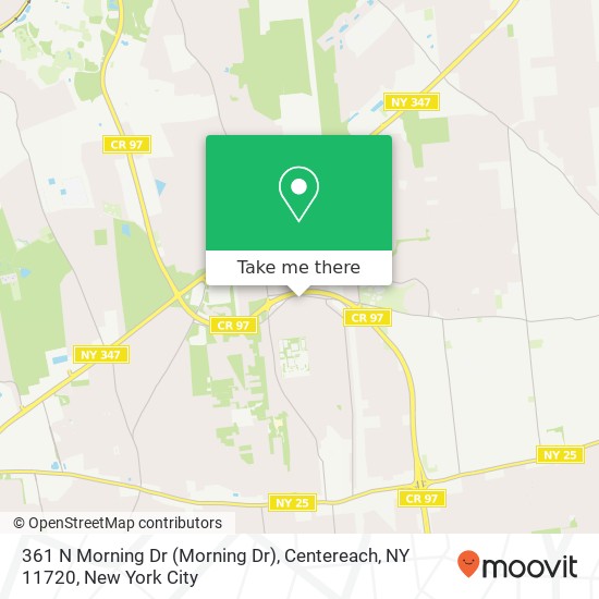 Mapa de 361 N Morning Dr (Morning Dr), Centereach, NY 11720