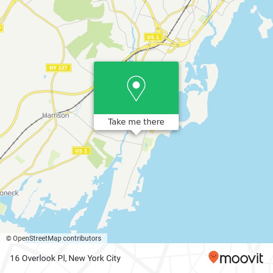 Mapa de 16 Overlook Pl, Rye, NY 10580