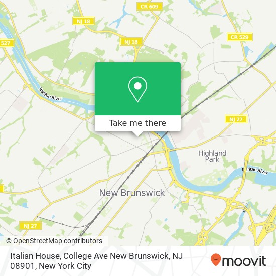 Mapa de Italian House, College Ave New Brunswick, NJ 08901