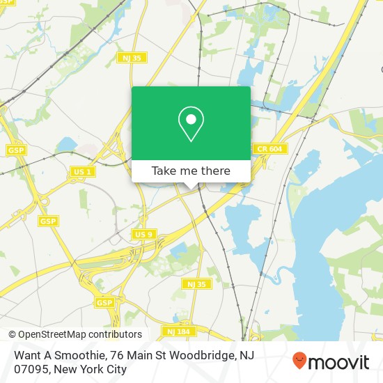 Mapa de Want A Smoothie, 76 Main St Woodbridge, NJ 07095