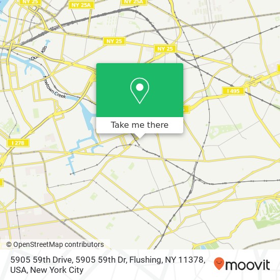 Mapa de 5905 59th Drive, 5905 59th Dr, Flushing, NY 11378, USA
