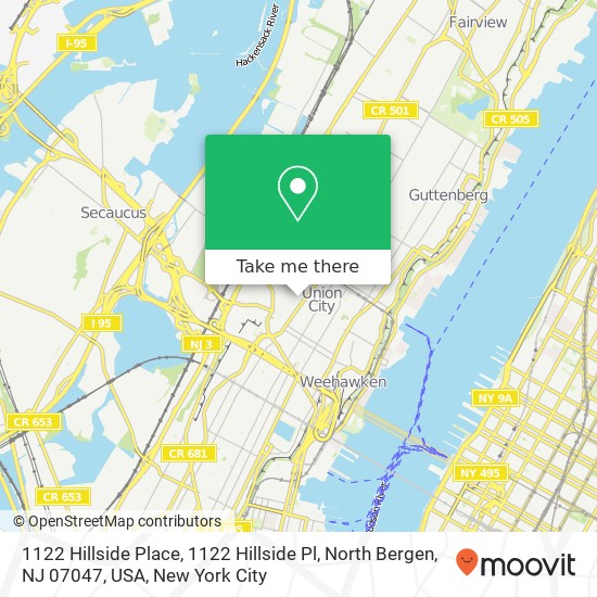 1122 Hillside Place, 1122 Hillside Pl, North Bergen, NJ 07047, USA map