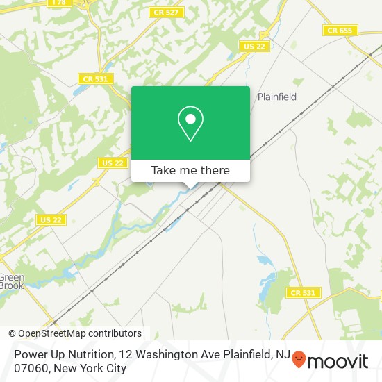 Mapa de Power Up Nutrition, 12 Washington Ave Plainfield, NJ 07060