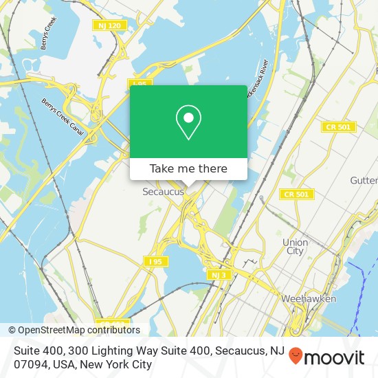 Mapa de Suite 400, 300 Lighting Way Suite 400, Secaucus, NJ 07094, USA