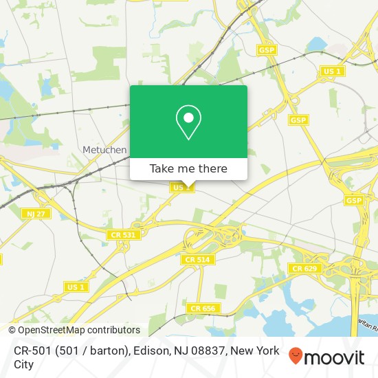 CR-501 (501 / barton), Edison, NJ 08837 map