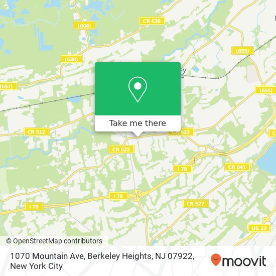 1070 Mountain Ave, Berkeley Heights, NJ 07922 map