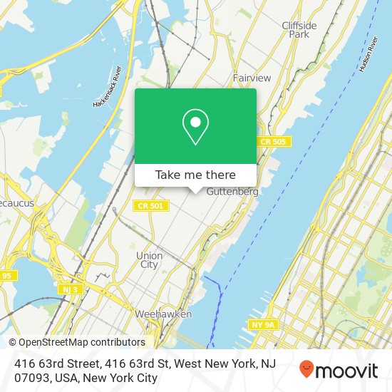 416 63rd Street, 416 63rd St, West New York, NJ 07093, USA map