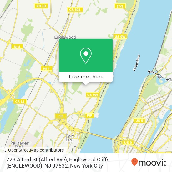 Mapa de 223 Alfred St (Alfred Ave), Englewood Cliffs (ENGLEWOOD), NJ 07632