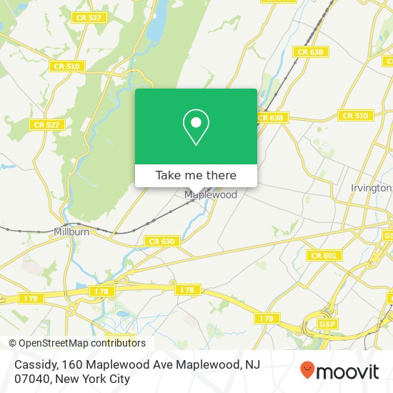 Mapa de Cassidy, 160 Maplewood Ave Maplewood, NJ 07040