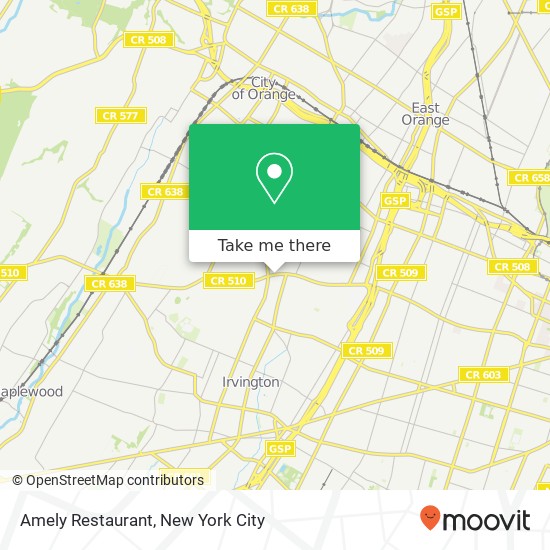 Mapa de Amely Restaurant, 1020 South Orange Ave Newark, NJ 07106