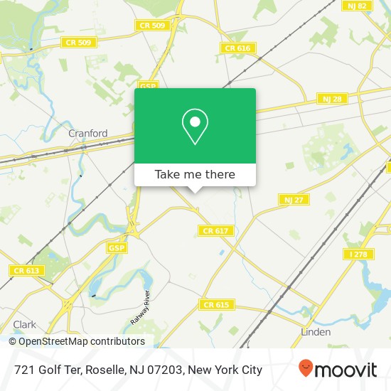 Mapa de 721 Golf Ter, Roselle, NJ 07203