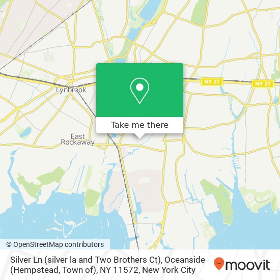 Mapa de Silver Ln (silver la and Two Brothers Ct), Oceanside (Hempstead, Town of), NY 11572