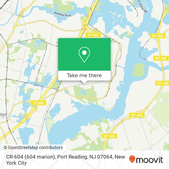 Mapa de CR-604 (604 marion), Port Reading, NJ 07064