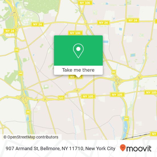 Mapa de 907 Armand St, Bellmore, NY 11710