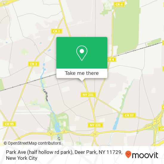 Mapa de Park Ave (half hollow rd park), Deer Park, NY 11729