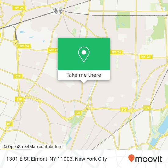 Mapa de 1301 E St, Elmont, NY 11003