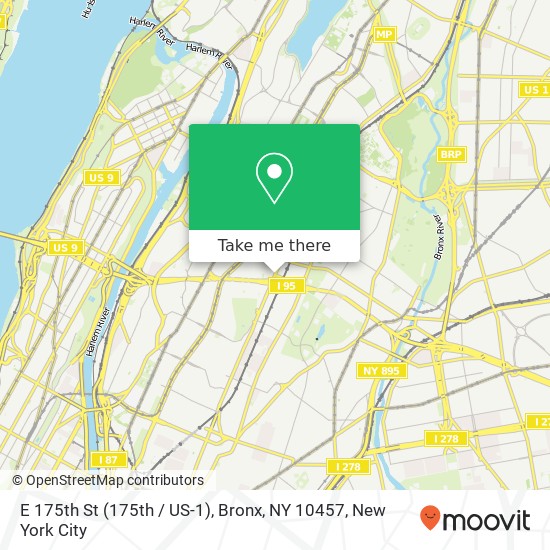 Mapa de E 175th St (175th / US-1), Bronx, NY 10457