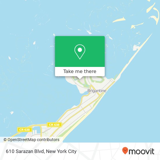 Mapa de 610 Sarazan Blvd, Brigantine, NJ 08203