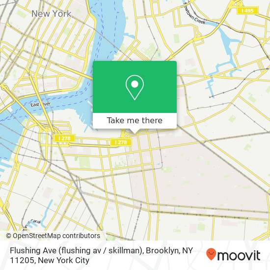 Mapa de Flushing Ave (flushing av / skillman), Brooklyn, NY 11205