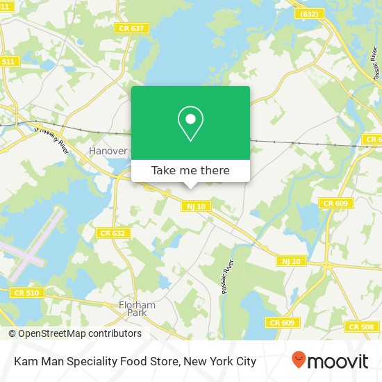 Mapa de Kam Man Speciality Food Store, East Hanover, NJ 07936