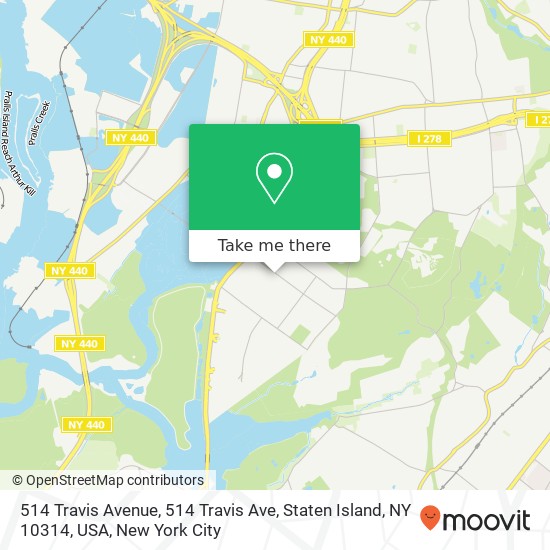 514 Travis Avenue, 514 Travis Ave, Staten Island, NY 10314, USA map