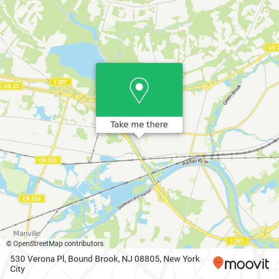 Mapa de 530 Verona Pl, Bound Brook, NJ 08805