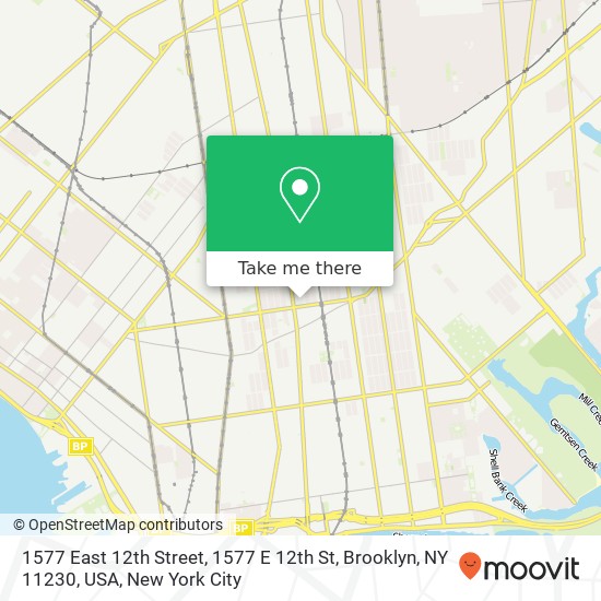 Mapa de 1577 East 12th Street, 1577 E 12th St, Brooklyn, NY 11230, USA