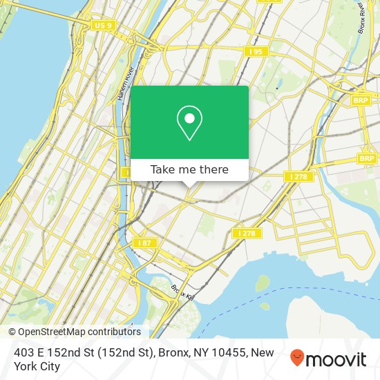 Mapa de 403 E 152nd St (152nd St), Bronx, NY 10455